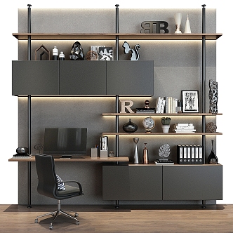 Desk Bookcase Bookshelf Office Corner Rack 3d model