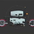 Unique Light Blue Motorcycle With Pink Wheels Front Propeller And Black Seat
