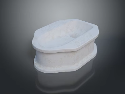 White Textured Stone Bathtub With Two Tiered Design And Sleek Surface 3d model