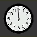 Round Analog Clock With White Dial Black Frame And Number Markings