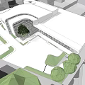 Modern Commercial Street Design With Modern Architecture Green Areas Pedestrian Walkways And Plaza Space