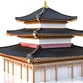 Chinese style ancient building three-story ancient building 3d model