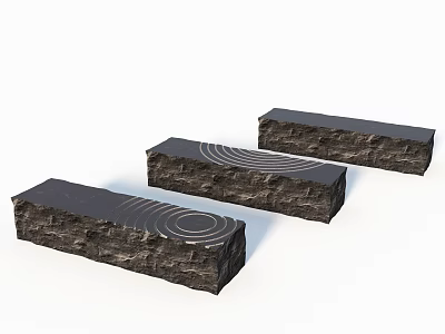 Natural Stone Wood Steps Featuring Spiral Patterns For Outdoor Garden Design 3d model
