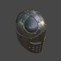 Silver Metal Helmet With Decorative Rivets Face Mask And Cross Shaped Holes