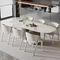 Elegant Modern Dining Table Set With White Chairs Marble Top Gold Legs For Kitchen Space