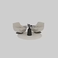 Modern Stylish Table And Chair Set With Beige Leather Chairs Black Round Table And Carpet