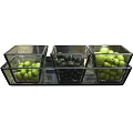 Fresh Green And Black Olives Displayed In Transparent Rectangular Containers 3d model