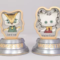 Cartoon Cat Trophies With Sand Cat Maine Coon Figures And Monster Base