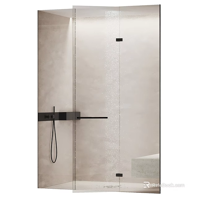 Modern Black Shower System with Overhead Rainfall Head and Handheld Sprayer 3d model 