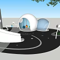 Fun Outdoor Children's Play Area With Play Structures Green Trees And Circular Design