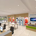 Modern Digital Store Interior Featuring Electronics Display Counters Promotion Posters And Seating 3d model