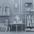 Modern clothes hanger clothing display rack high and low display stand storage rack combination 3d model