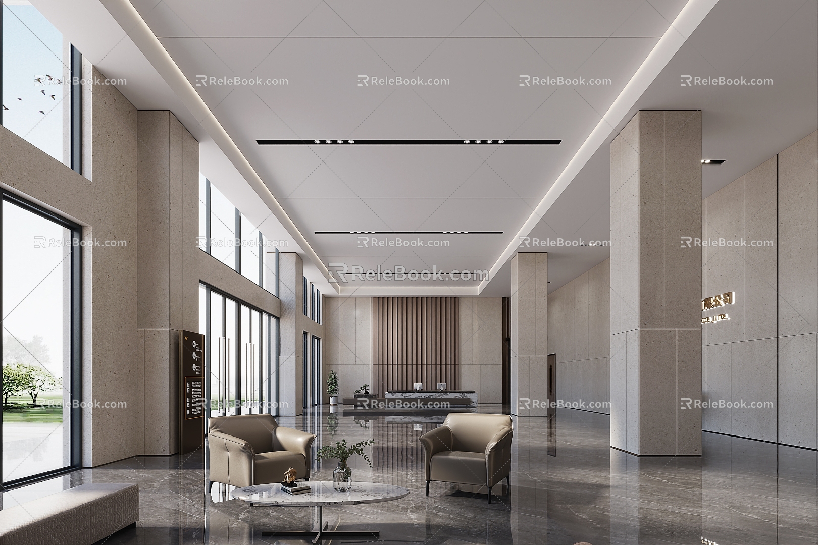 Modern Office Hall 3d model