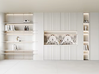 Background Decorative Cabinet European-style Background Wall Solid Wood Decorative Rack Solid Wood Bookcase Book Jewelry Ornaments Wine Bottle 3d model