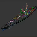 Futuristic Sci Fi Warship Water Vehicle With Glowing Lines And Advanced Design