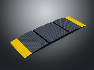 Black Mat With Yellow Edges Three Connected Sections And Grid Texture Surface 3d model
