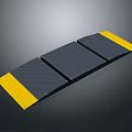 Black Mat With Yellow Edges Three Connected Sections And Grid Texture Surface 3d model