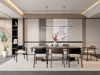 New Chinese Restaurant Dining Table and Chair 3d model