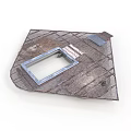 Industrial Metal Equipment Part With Grid Texture Rectangular Opening Rusted Surface And Label