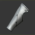 3D Rendered Metal Curved Mechanical Component With Holes And Connection Points