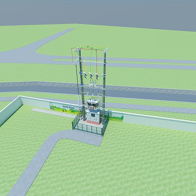 Modern transformer bench electric pole electric box power transformation 3d model