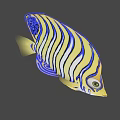 Vibrant Yellow And Blue Striped Tropical Fish With Artistic Design Elements