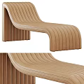Modern Ribbed Lounge Chair With Throw Blanket In Light Gray And Brown