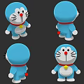 Blue Cartoon Character 3D Model With Red Collar Yellow Bell And Multiple Views 3d model