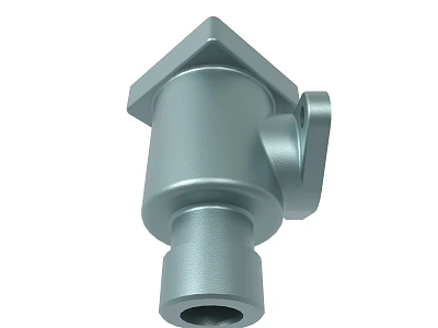 Metal Mechanical Component With Square Top Cylindrical Base And Side Connector 3d model