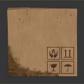 Brown Cardboard Box Packaging Tied With Tape And White Label With Symbols