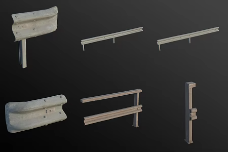 highway iron guardrail railing 3d model