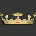 Shiny Golden Crown Headwear With Intricate Decorative Design And Colorful Gems