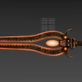 Ancient Decorative Sword Featuring Bronze Metal Craft Central Gemstone And Ornate Hilt