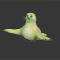 White Seal Toy Figure With Blue Eyes Black Paws On Dark Reflective Background