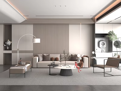 Modern Living Room Interior Design With Beige Sofa Coffee Table Floor Lamp And Area Rug 3d model