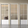 Modern Hinged Doors Interior Design With Textured Glass And White Frames 3d model