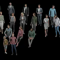 Diverse Group of People in Various Ages and Clothing Standing on Black Background
