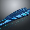 Futuristic Blue Illuminated Sci Fi Structure With Geometric Patterns And Glowing Lines 3d model
