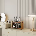 Wooden Multi Tiered Shelf Organizing Skincare And Cosmetics On Dressing Table
