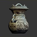 Decorative Ceramic Vase With Lid Intricate Patterns And Handles For Home Decor