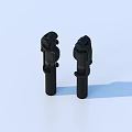 Two Black Plastic Household Connectors With Cylindrical Shape For Home Use