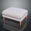 Modern Light Gray Sofa Stool with Wooden Legs and Comfortable Cushioned Top