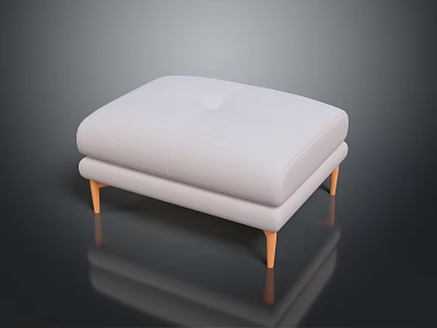 Modern Light Gray Sofa Stool with Wooden Legs and Comfortable Cushioned Top 3d model