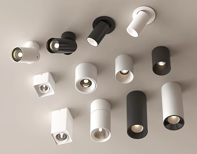 Downlights and Spotlights Modern Black and White Ceiling Lighting with Different Shapes 3d model