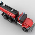 Red Building Block Oil Tank Truck Model Detailed Toy Vehicle With Black Tank And Wheels