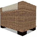 Elegant Rattan Sofa Bench With Neutral Cushion And Black Legs