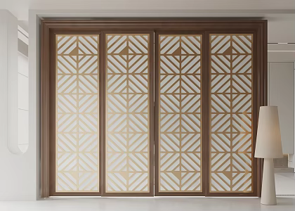 New Chinese style sliding door glass door kitchen door 3d model