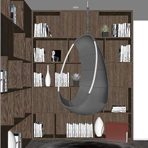 Modern Hanging Chair Leisure Chair Bookcase 3d model