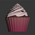 Sweet Cupcake With Pink Paper Liner Swirl White Frosting And Black Star Sprinkles