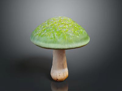 Fresh Green Mushroom with Vibrant Cap and Light Colored Stem as Edible Food 3d model